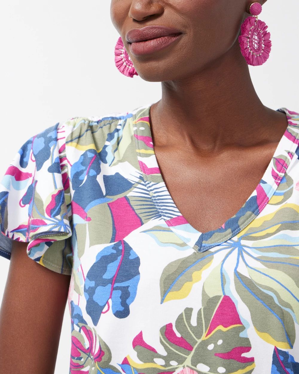 Touch of Cool Tropical Flutter Sleeve Tee
