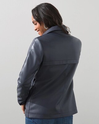 Funnel Neck Faux Leather Jacket