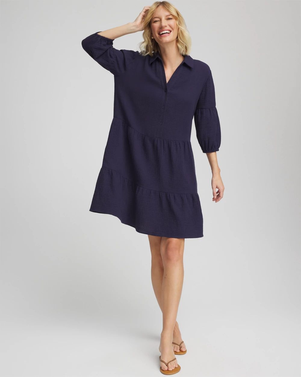 Woven Tiered Swim Cover-Up Dress