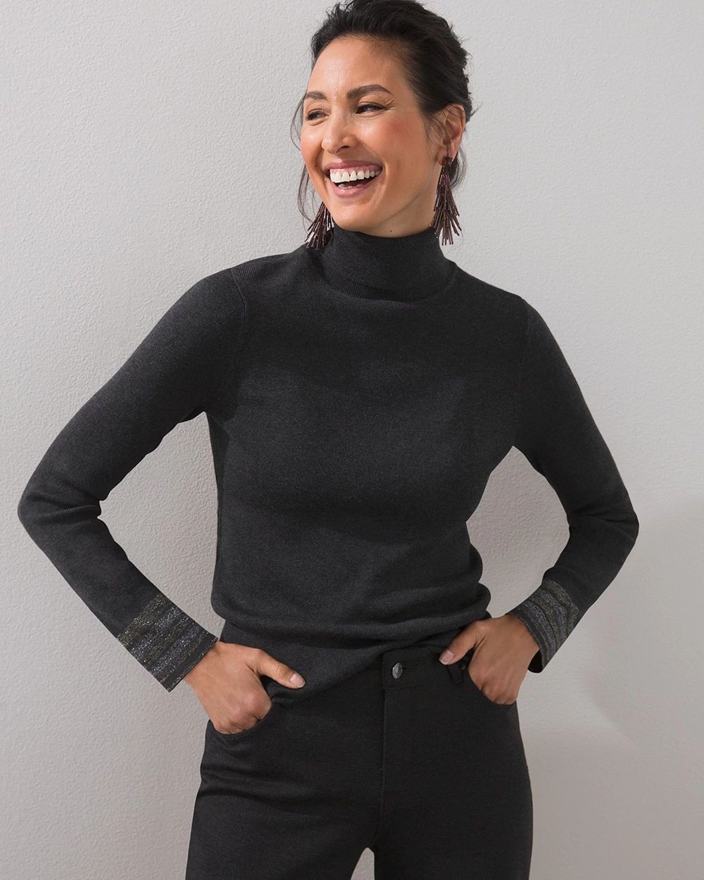 Lurex Cuff Turtleneck