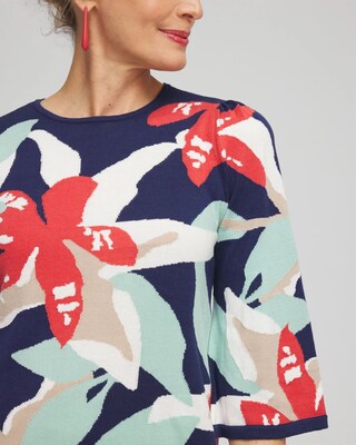 Floral Intarsia Pullover Sweater