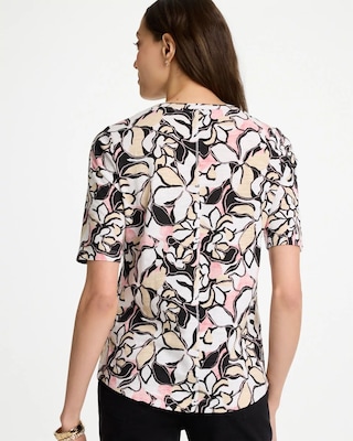 Printed Cotton Slub V-Neck Tee click to view larger image.