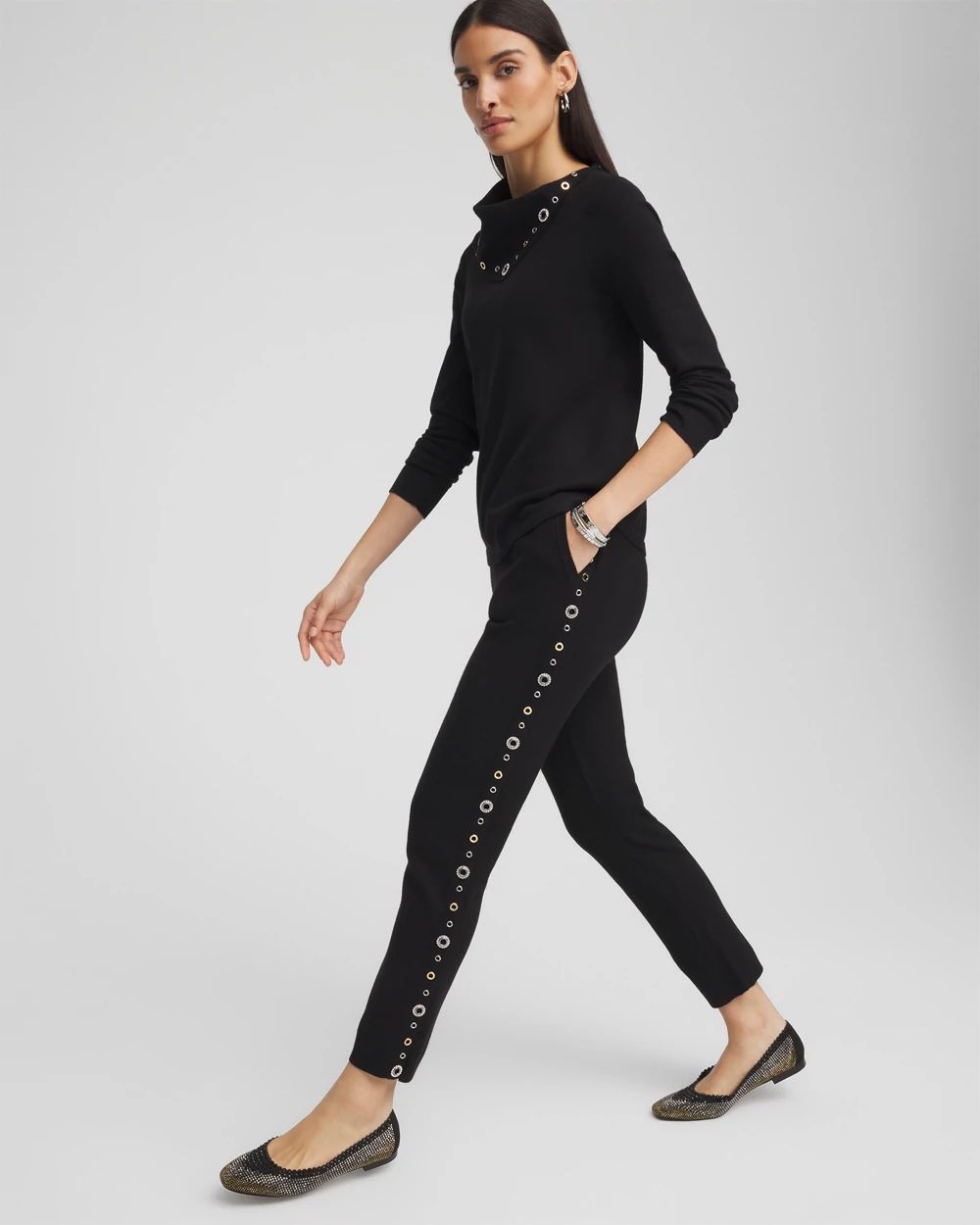Zenergy® Luxe Cashmere Blend Embellished Ankle Pants