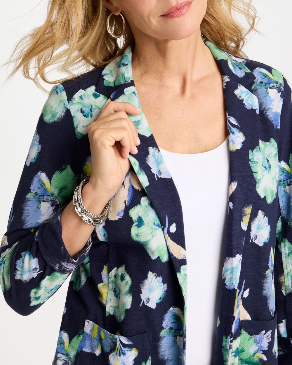 Printed Slub Knit Blazer click to view larger image.