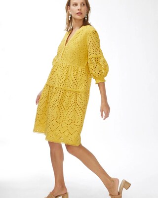 Eyelet Smocked Tiered Dress