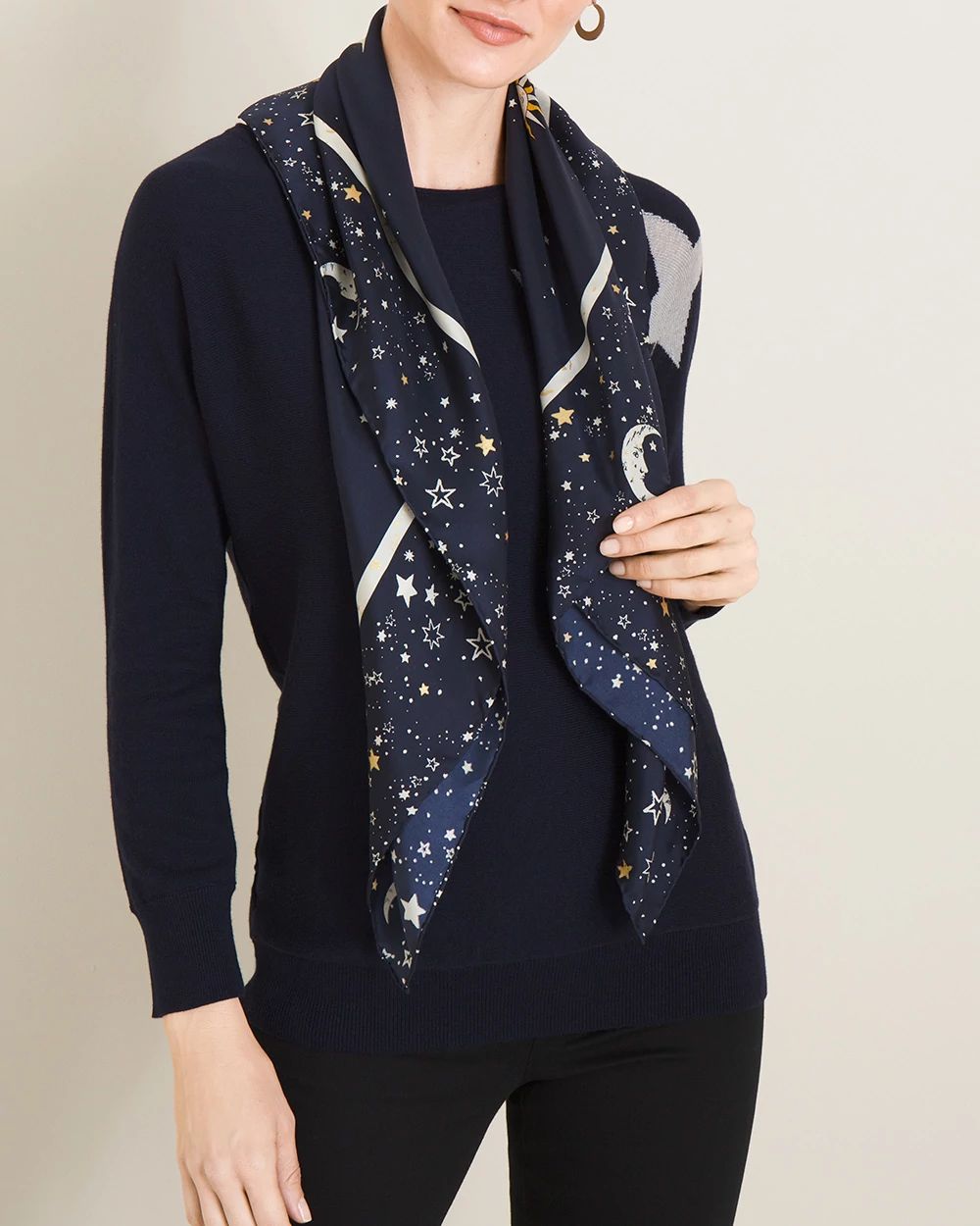 Zodiac-Print Silk Square Scarf