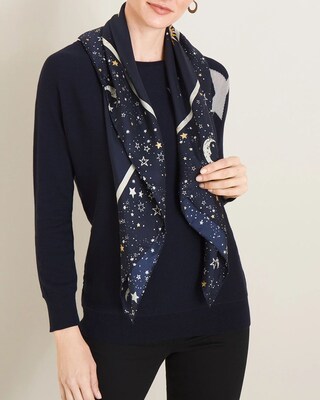Zodiac-Print Silk Square Scarf