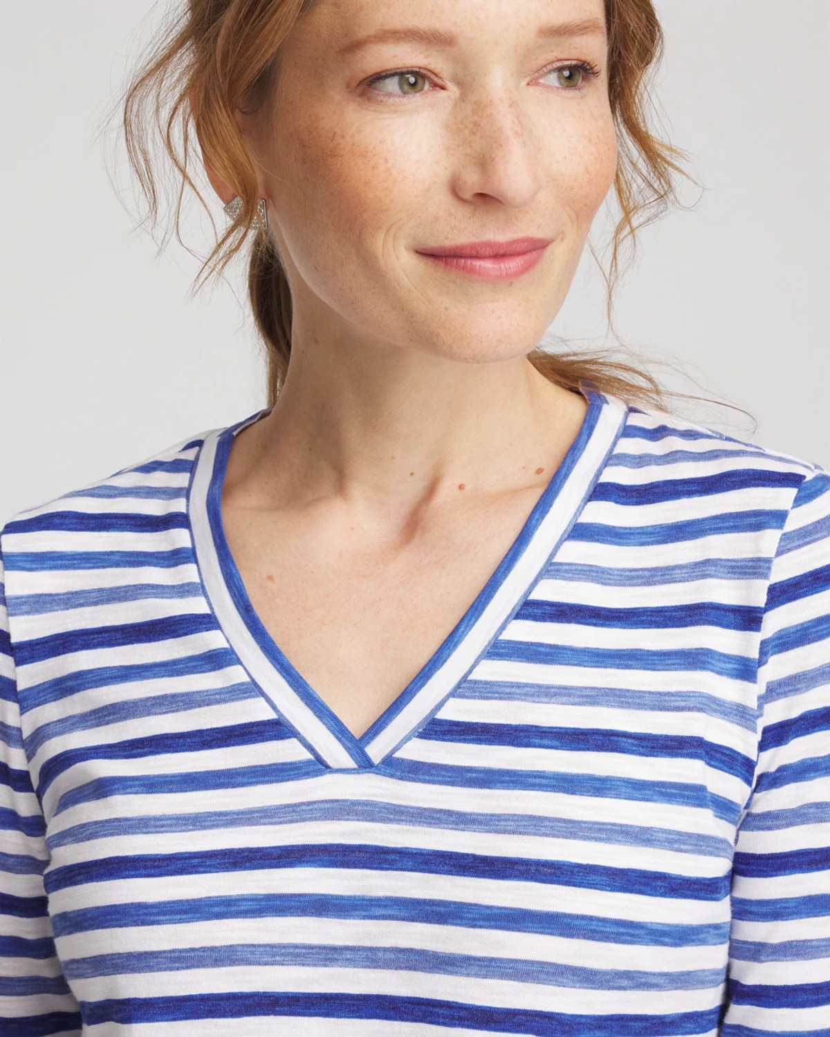 Chico's Double-knit 3/4 Sleeve Tee In Blue In Blue