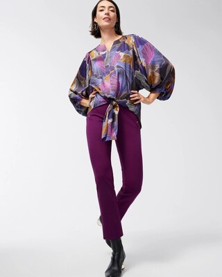 Abstract Print Tie-Front Shirt