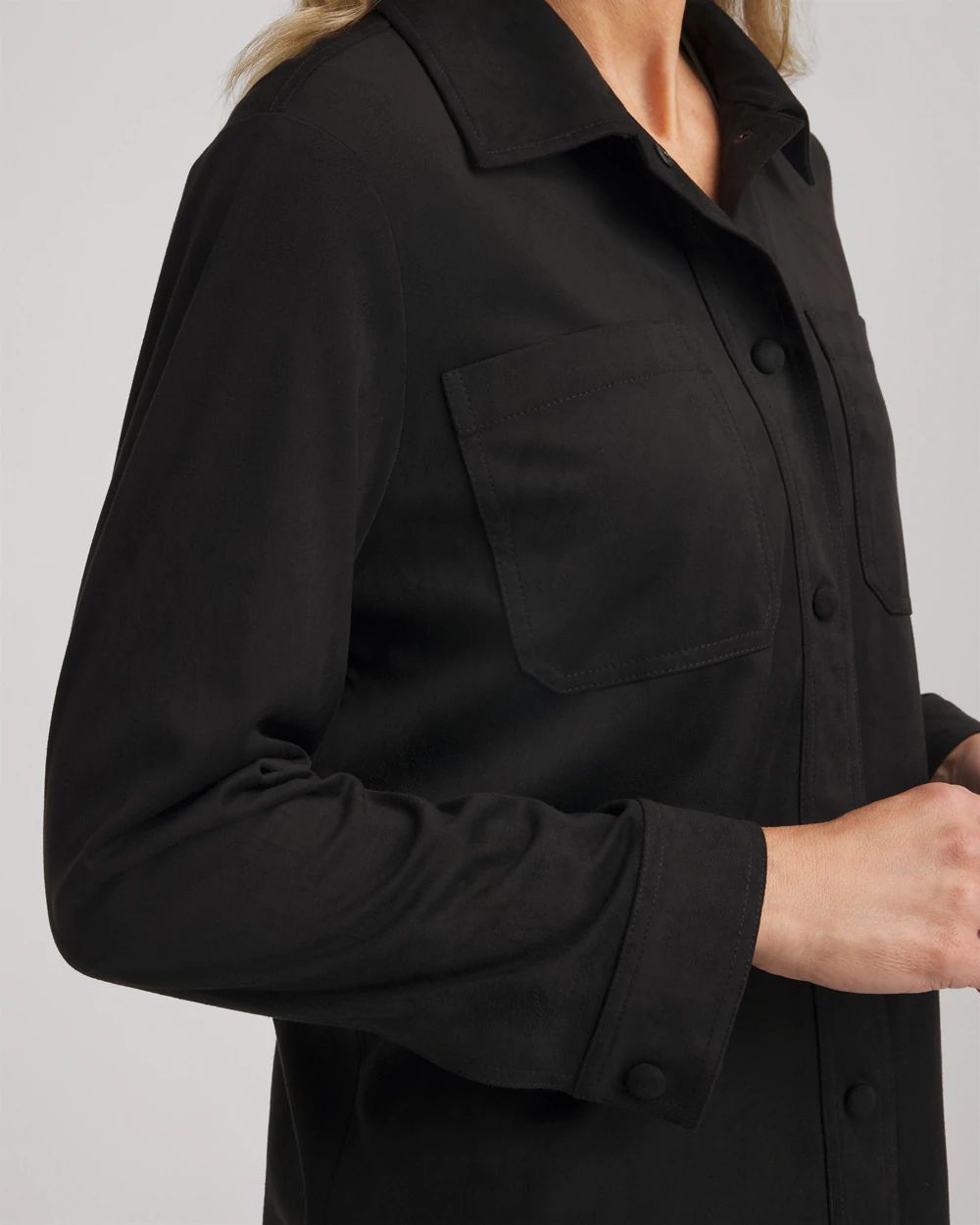 Suede Collared Long-Sleeved Shacket