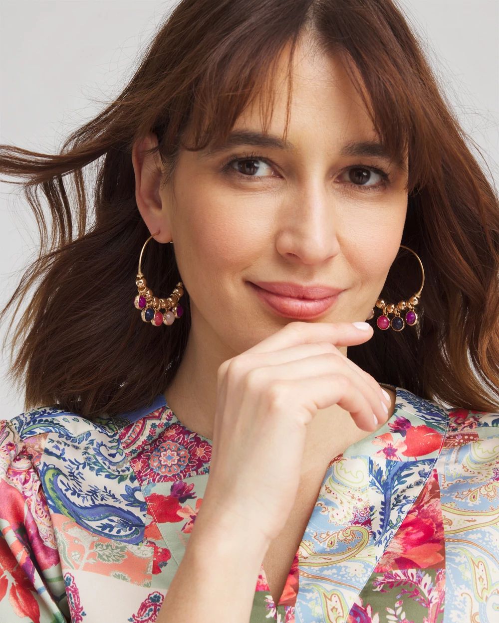 No Droop® Multi-color Bead Hoop Earrings