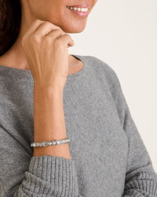 Silvertone Pave Stretch Bracelet
