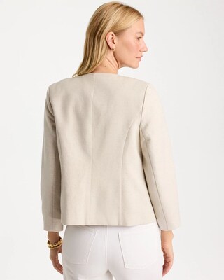 Linen Collarless Embroidered Jacket click to view larger image.