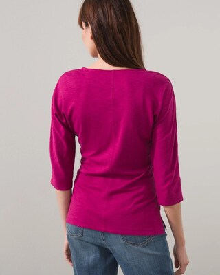 Slub Button V-neck Henley Tee
