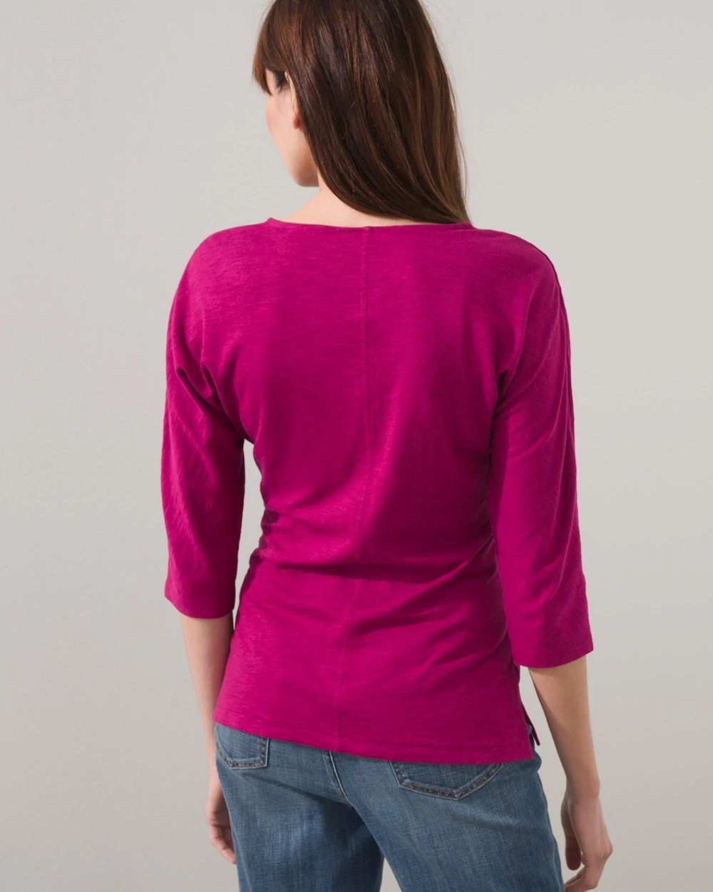 Slub Button V-neck Henley Tee