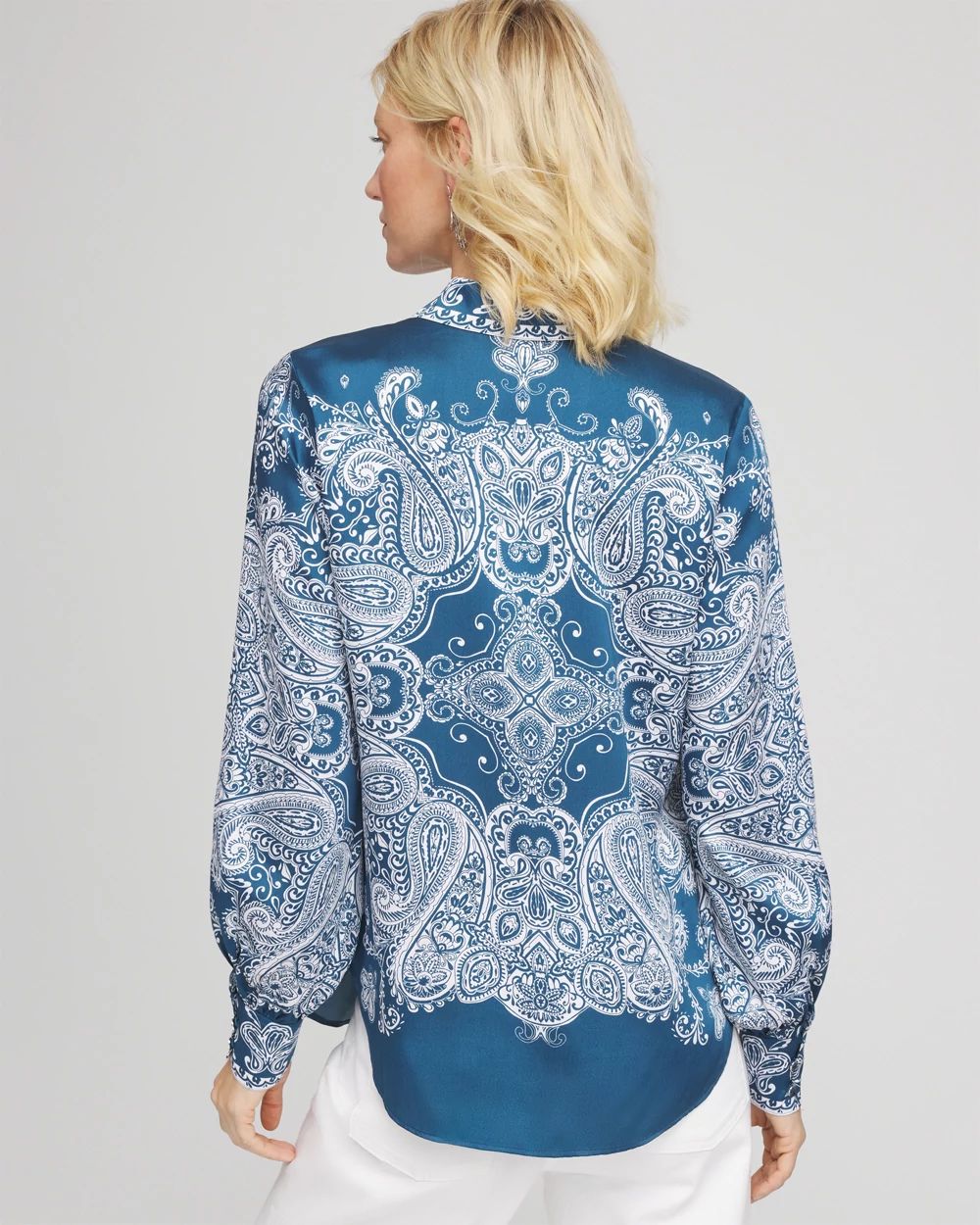 Faux Silk Collared Shirt