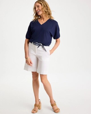 Linen Ruched V-Neck Tee click to view larger image.