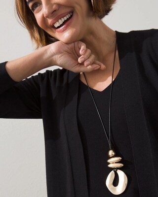 Gold Tone Adjustable Pendant Necklace click to view larger image.