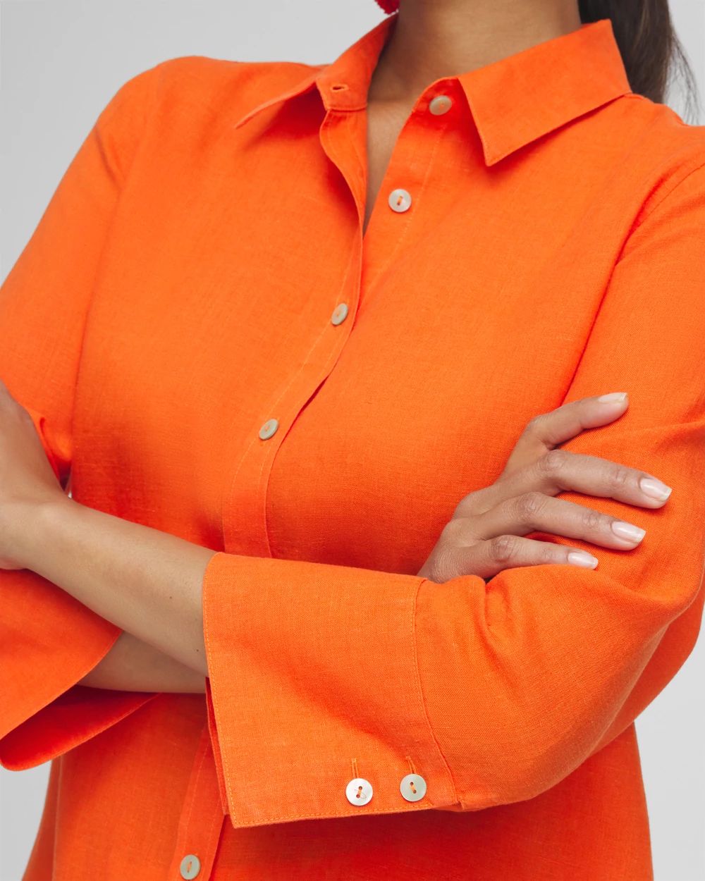 No Iron™ Linen 3/4 Sleeve Shirt click to view larger image.