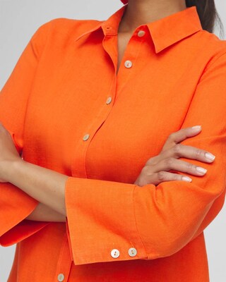No Iron™ Linen 3/4 Sleeve Shirt click to view larger image.