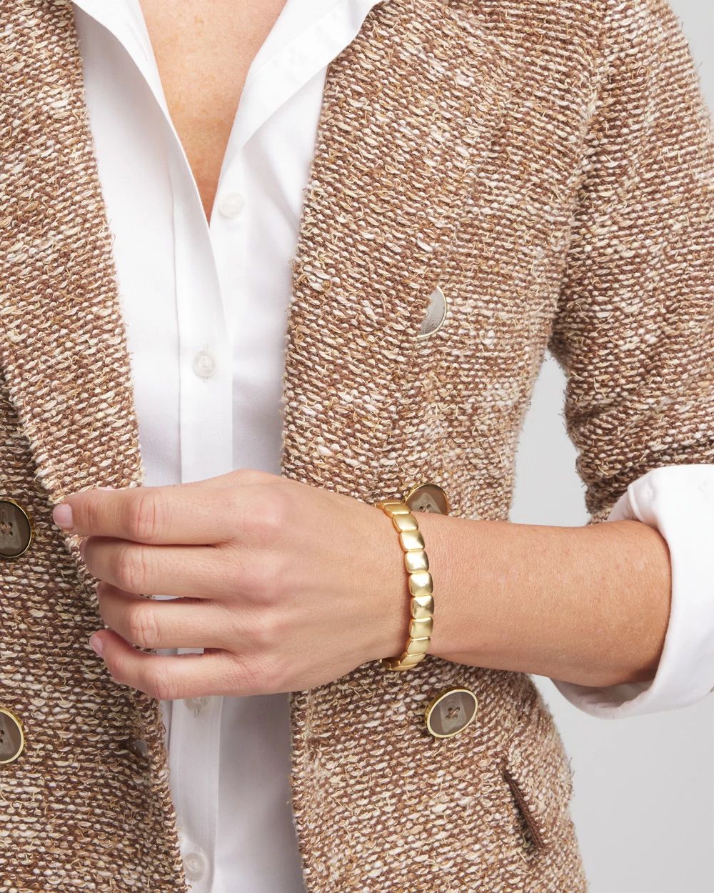 Golden Matte Square Stretch Bracelet