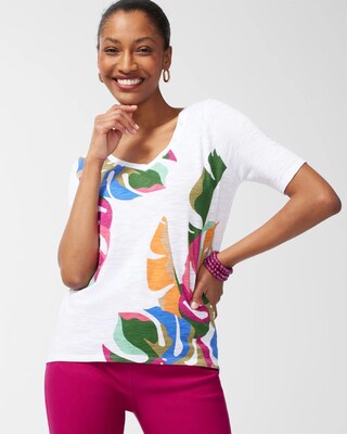 Palms Button Detail Cotton Slub Tee