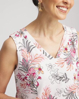 Floral Sleeveless V-Neck Tank click to view larger image.