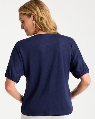 Linen Ruched V-Neck Tee click to view larger image.