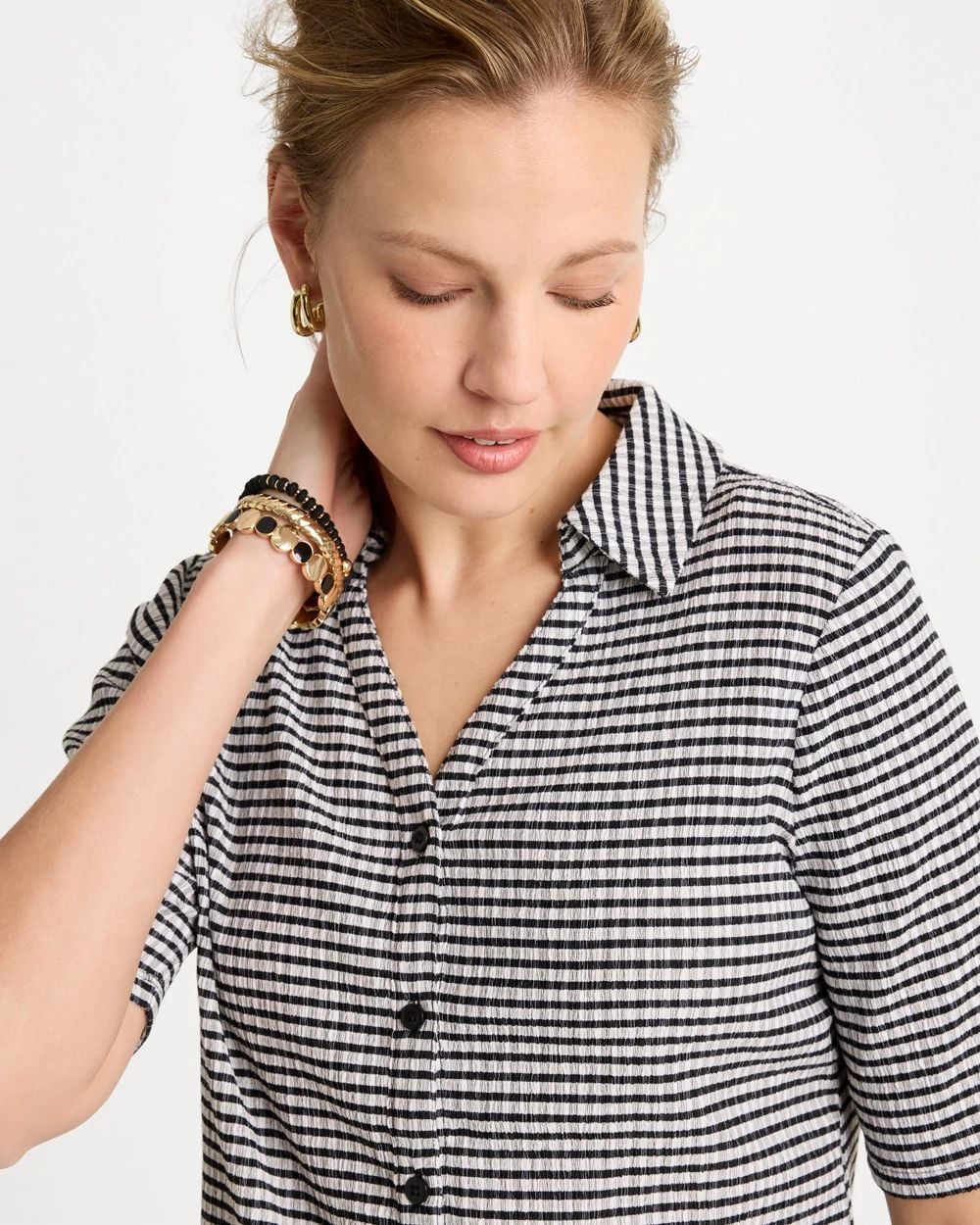 Gingham Textured Camp Tee click to view larger image.