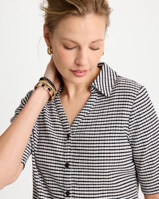 Gingham Textured Camp Tee click to view larger image.