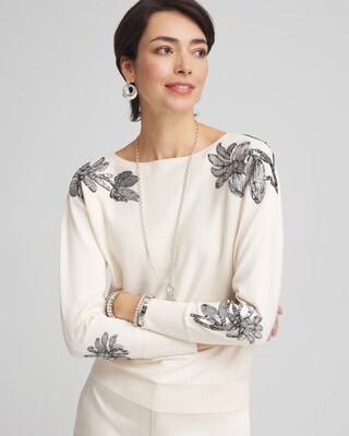 Foil Floral Dolman Sleeve Sweater