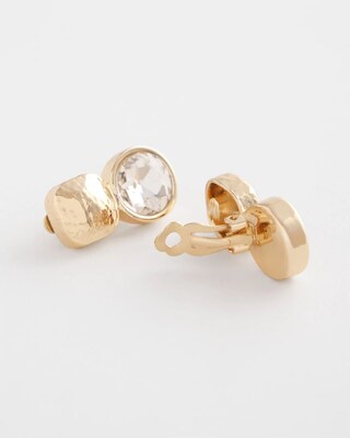 No Droop™ Gold Tone Crystal Clip-On Earrings click to view larger image.