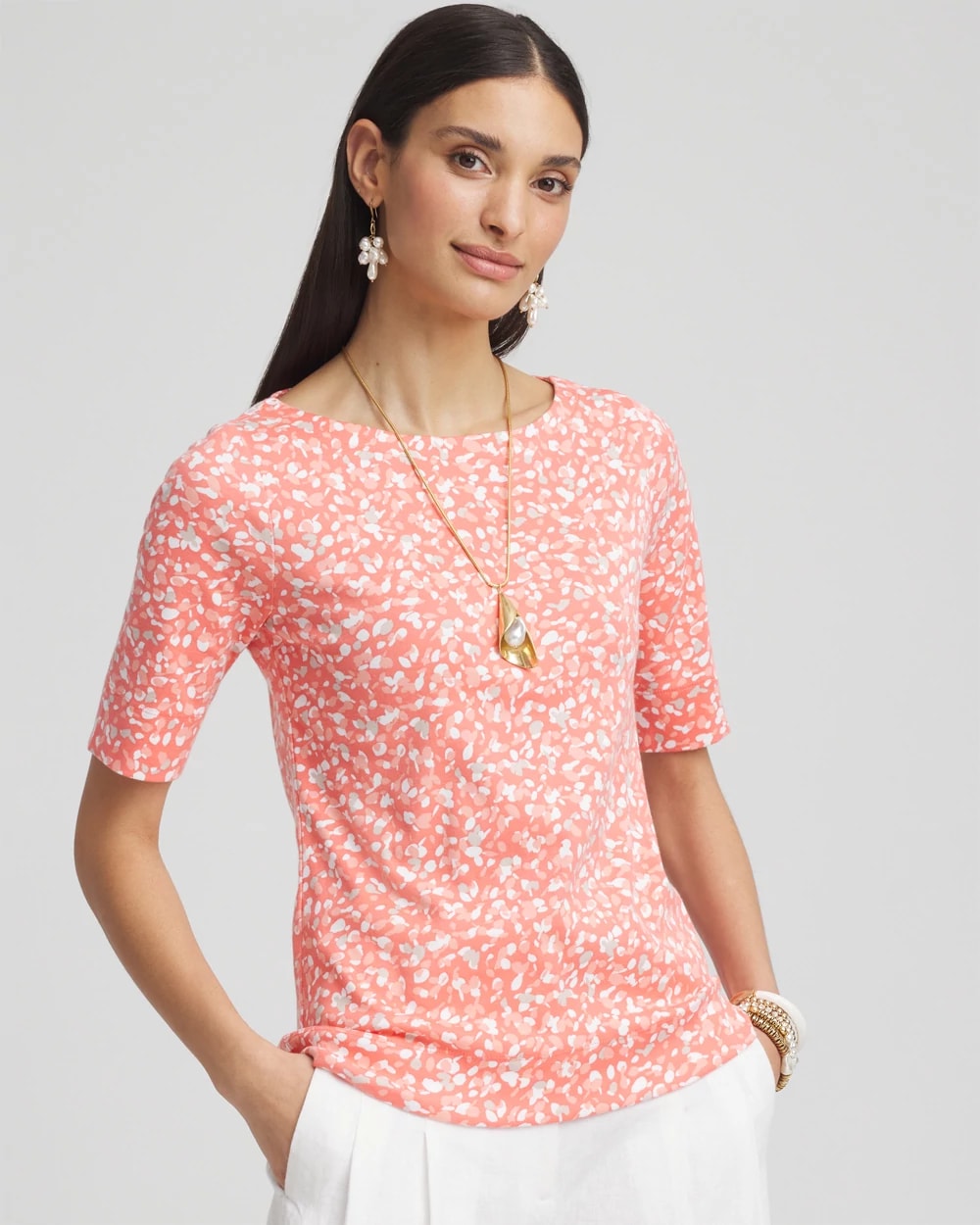 Polka-Dot Pima Bateau-Neck Tee, photo 1 of 5