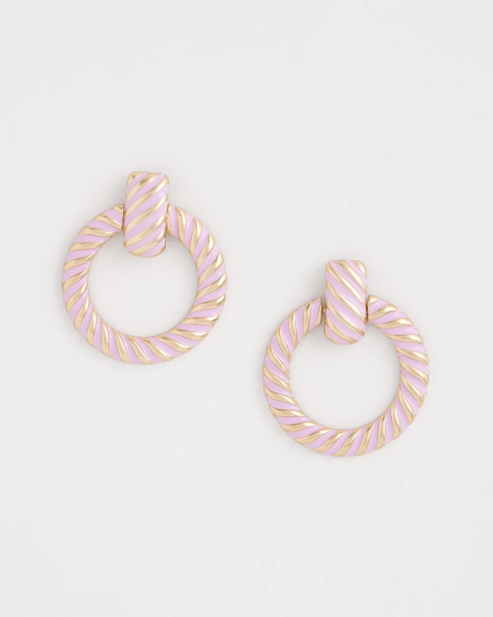 Pink Twist Drop Hoop Earrings