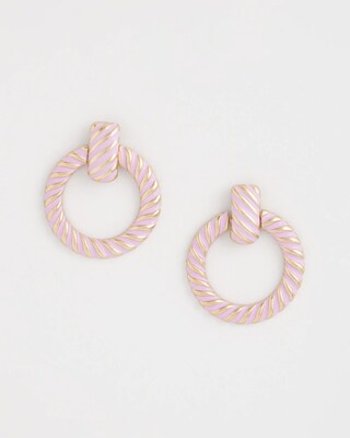 Pink Twist Drop Hoop Earrings