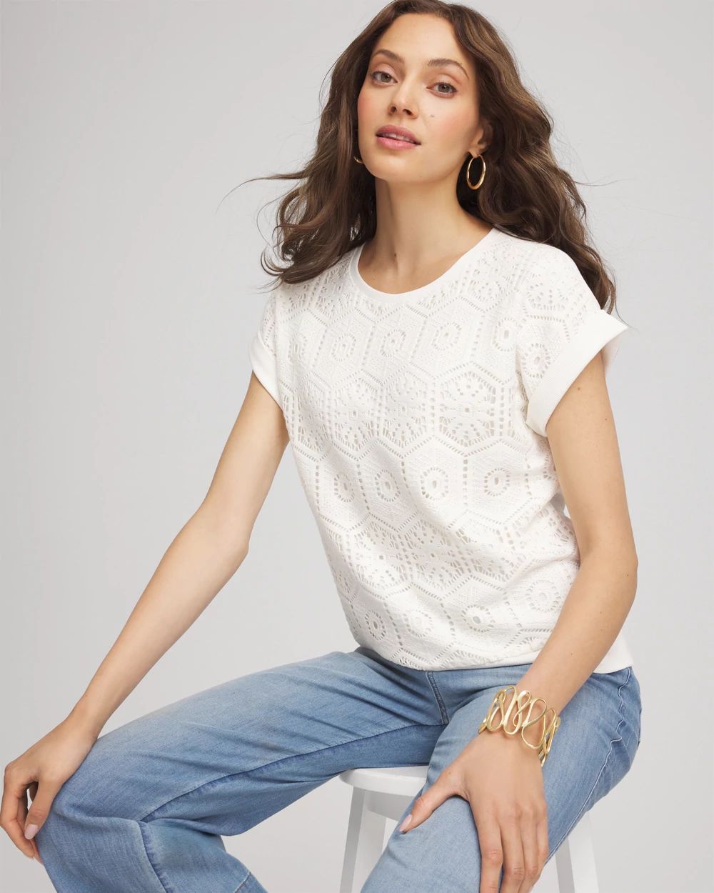 Crocheted Cotton-Blend Shirt