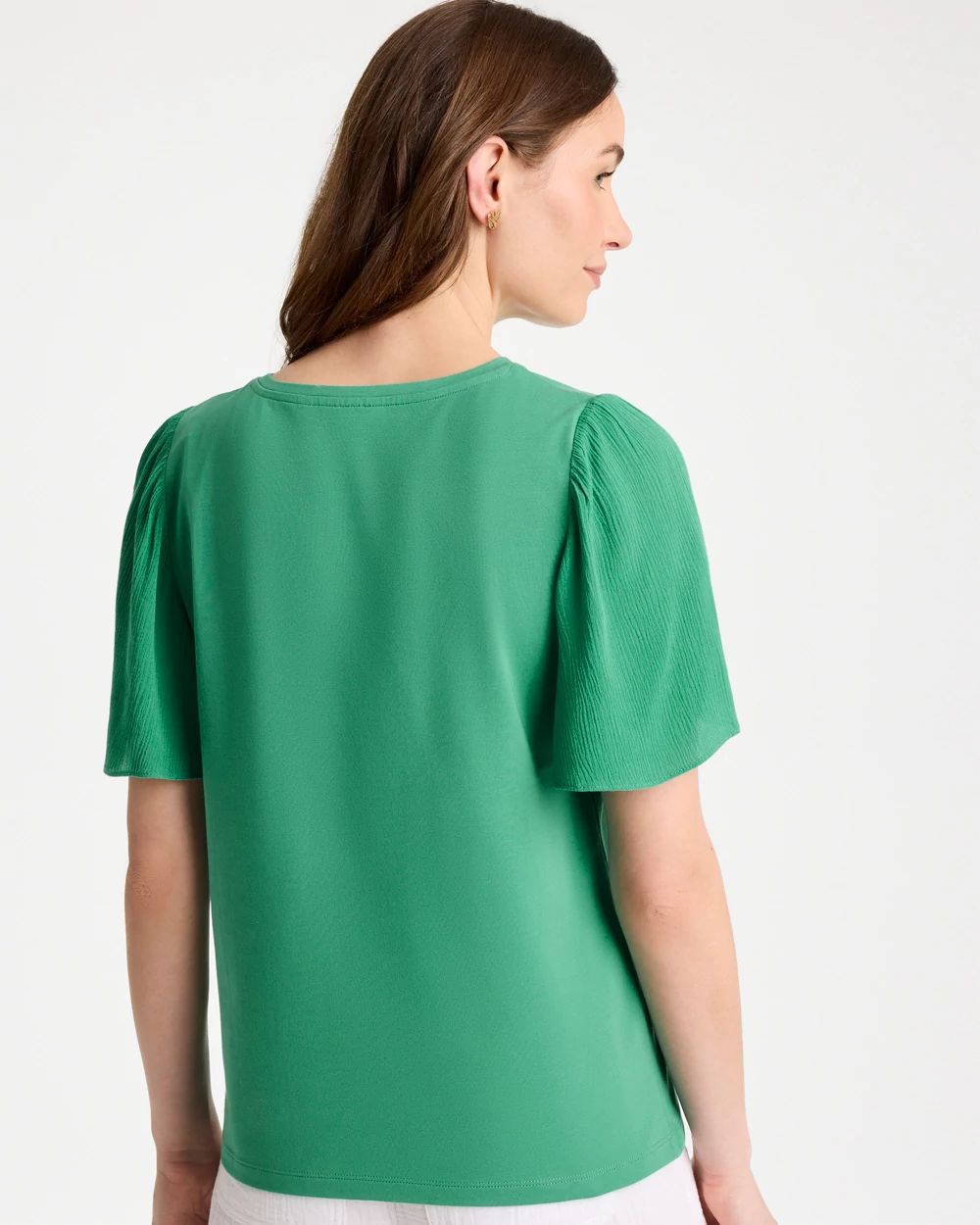 Gauze Sleeve Soft-Stretch Tee click to view larger image.