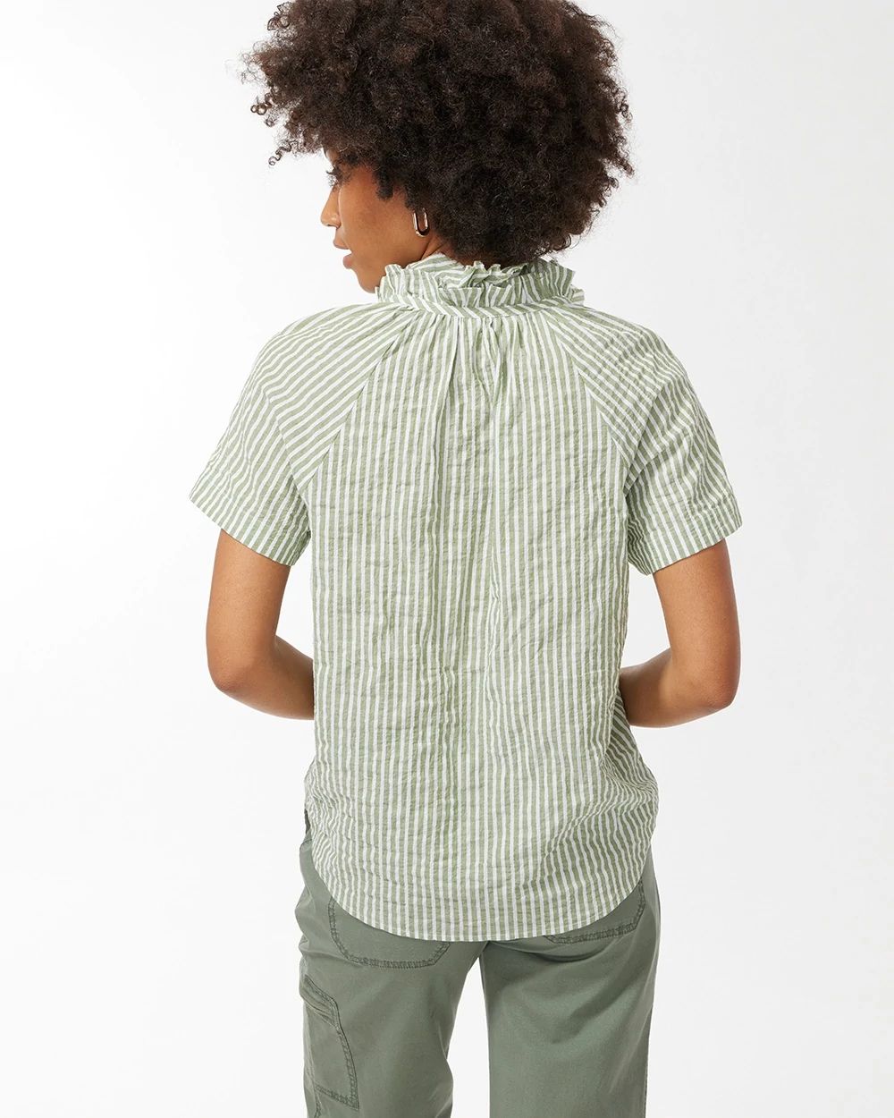 High Neck Stripe Shirt