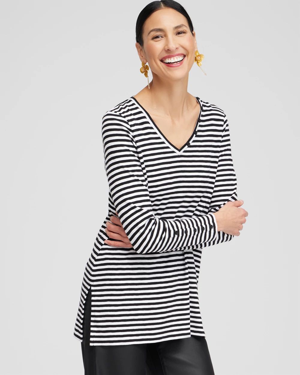 Stripe Button Detail Tunic