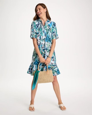 Floral Linen-Cotton Popover Dress click to view larger image.