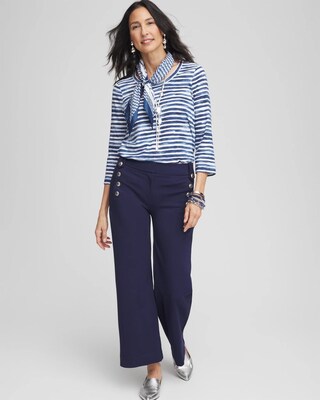 Button Knit Twill Cropped Pants click to view larger image.