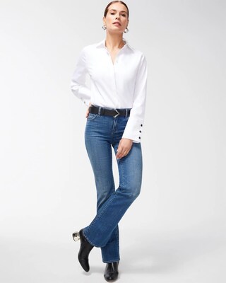 No Iron Stretch Button Sleeve Tunic