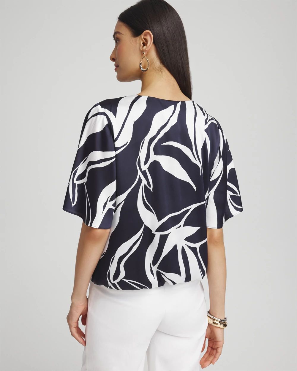 Satin Bubble Hem Blouse