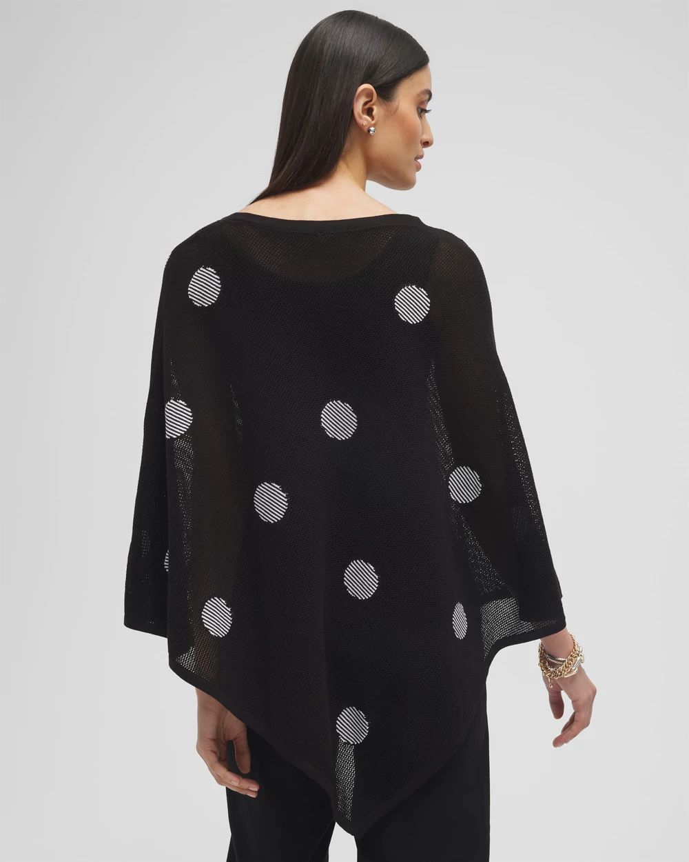 Jacquard Polka Dot Knit Poncho