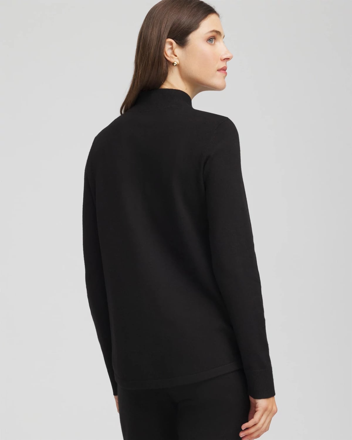 Chico's Luxe Half-zip Pullover Top In Black In Black