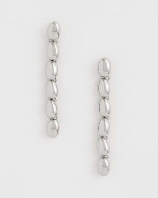 Silver Linear Bead Earrings