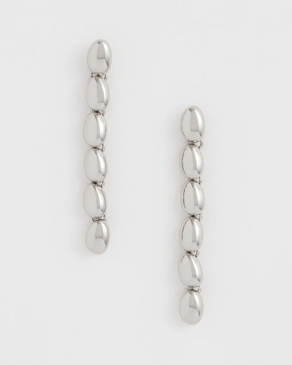 Silver Linear Bead Earrings