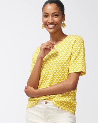 Warm Ikat Cotton Crew Neck Tee
