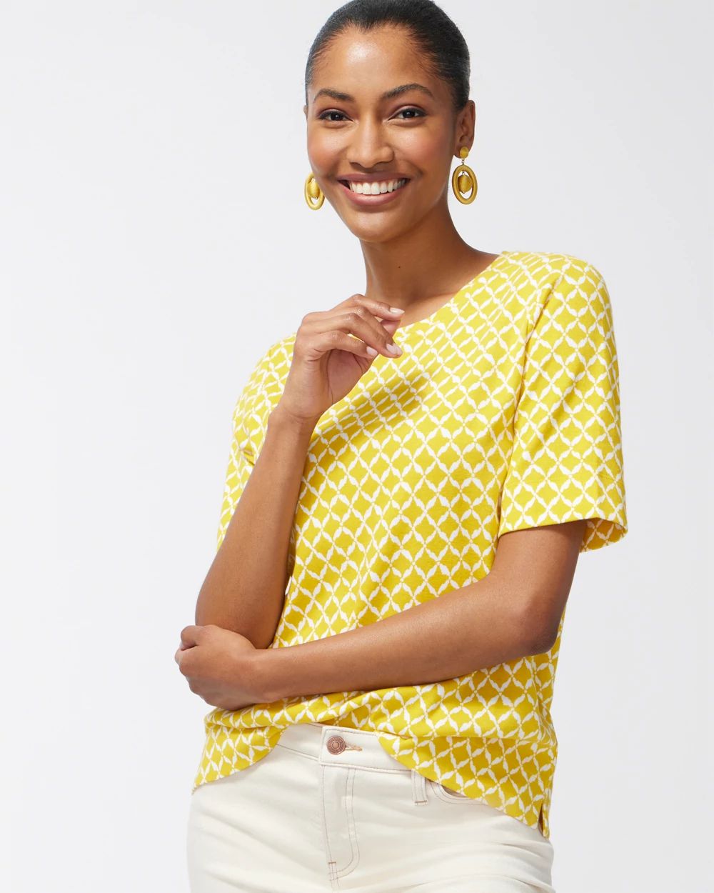 Warm Ikat Cotton Crew Neck Tee