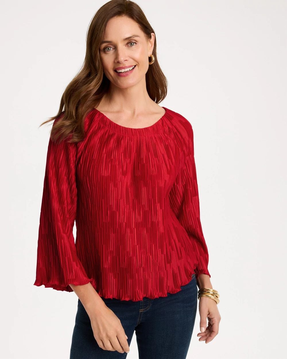 Pleated Flare Sleeve Top
